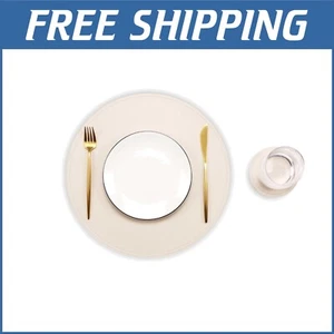 Double-Thick Faux Leather Round Placemats & Coasters Set - Wipe Clean Assurance - Picture 1 of 9