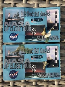 (2) Space Shuttle Gold Tone Metal Lapel Pin & Tour Ticket Kennedy Space Center - Picture 1 of 4