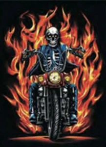 GOTHIC ART - HELL RIDER 3D BIKER PICTURE PRINT 300mm x 400mm - Picture 1 of 2