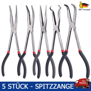 5x 280mm Extra Lang Telefonzange Spitzzange Set Abgewinkelt Werkzeug Zange Satz - Bild 1 von 16