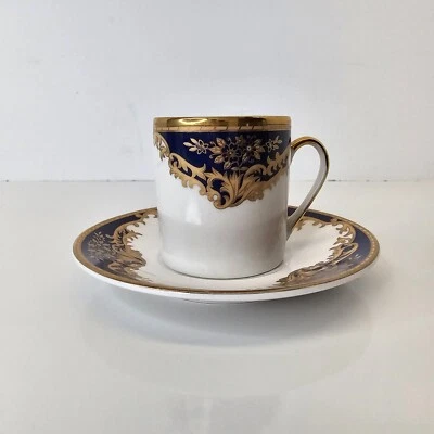 Винтажный японский фарфоровый золотой и синий набор чайной чашки и блюдца MTK TOHKI - Изображение 1 из 4