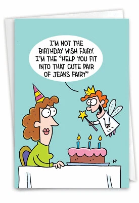 C4067BDG Hilarious Single Birthday Greeting Card: Birthday Wish Fairy w/ env.  - Image 1 of 4