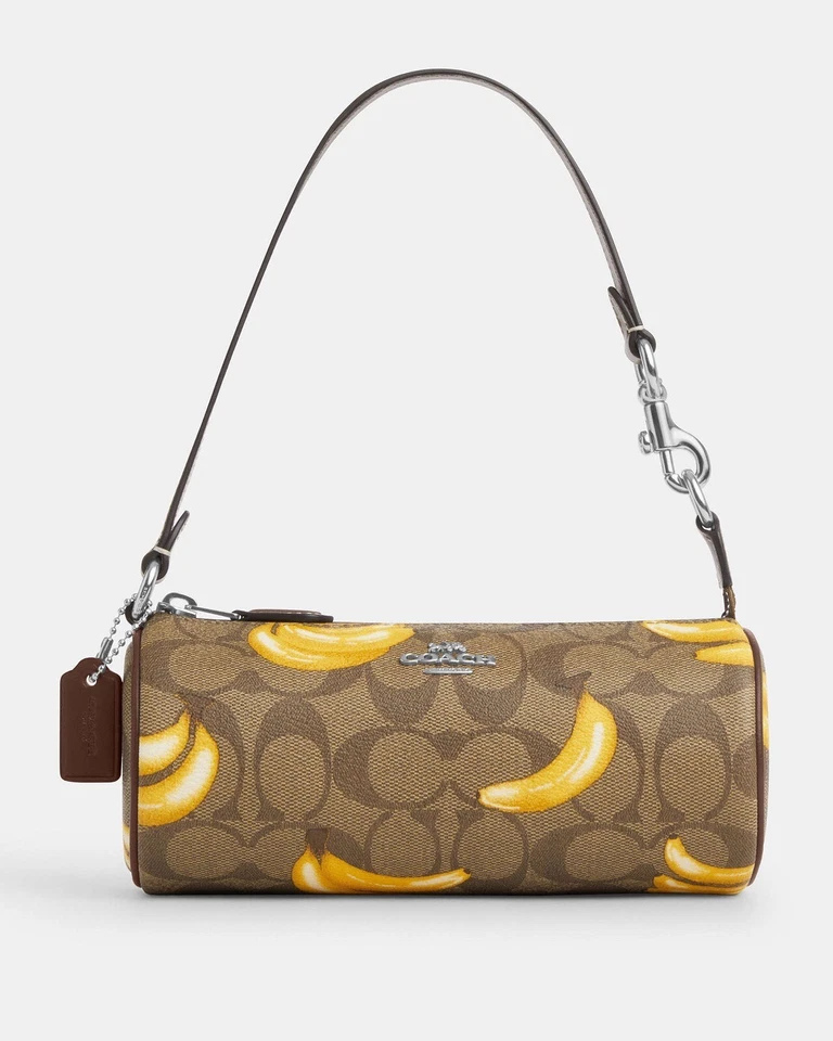 Coach CR368 Nolita Barrel Bag In Signature Canvas With Banana Print Khaki Multi