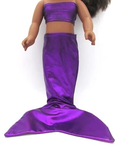 Fits 18" Doll Shimmery Purple Mermaid Halloween Costume 2 Piece Outfit - NO DOLL - Picture 1 of 4