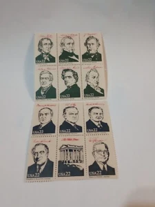 U.S. MINT NH OG 22 CENT PRESIDENTIAL STAMP BLOCKS 12 STAMPS FV 2.64 - Picture 1 of 2
