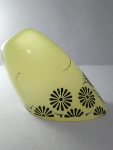 Vintage Glass Light Sconce Shade Retro Cream Pale Yellow Gilt Black Flowers - Picture 1 of 12