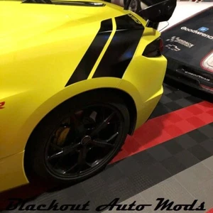 2020-2025 C8 Corvette C8R Rear Fender Vinyl Decals Hash Stripes Gloss Black - Picture 1 of 3