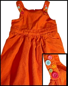 Gymboree 2007 Corduroy Jumper Dress Size 4T Orange Back Zip 100% Cotton Buttons - Bild 1 von 10