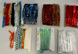 Sewing Sequin 63 Yardage NEW Assorted Colors Stretch Multiple Wide USA Sew on - Picture 1 of 24