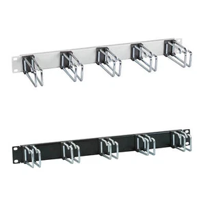 Kabelführungspanel 19 Zoll 1HE Stahl Metall 5 Bügel 75mm | 110mm grau | schwarz - Photo 1/8
