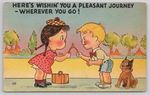 Postcard Here's Wishin' You a Pleasant Journey Wishbone Comic Humor - Picture 1 of 2