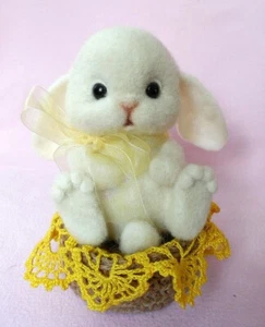 Felting Hare Rabbit Bunny Easter Egg Handmade Soft Toy Merino Wool Crochet Baske - Picture 1 of 8