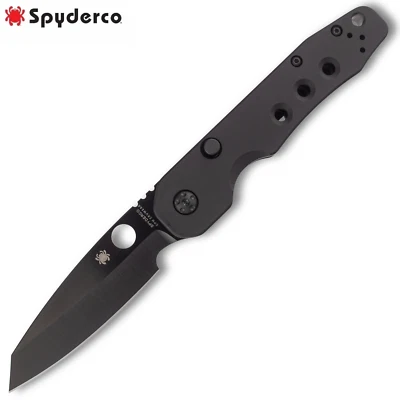 Spyderco Smock CPM-CruWear TiCN Black Blade Black Aluminum Handles C240BKALBKCWP - Image 1 of 3
