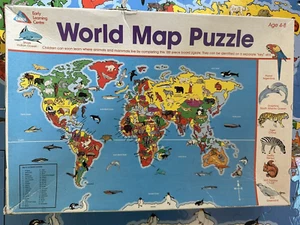 Vintage ELC World Map Puzzle Animals Mammals Large 100 Pieces Educational - Picture 1 of 16