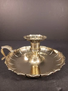 19th Century Silver Plate on Brass Candle Chamberstick after John Figg - Picture 1 of 6