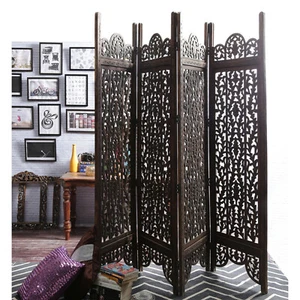 Vintage design wooden folding partition room divider screen set of 4 panel - Picture 1 of 5