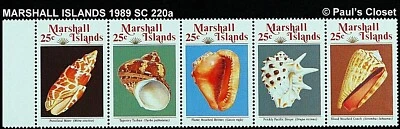 MARSHALL ILS 1989 SC 216 - 220  SEASHELLS TYPE OF 1985 5 25¢ MNH OG STAMPS VF - Image 1 of 2