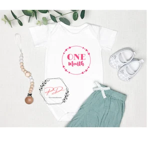1 Months Old Baby Grow Birthday Baby Milestone Newborn Baby Bodysuit Baby Vest - Picture 1 of 4