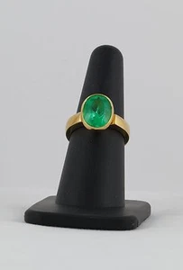 Natural Colombian Emerald Ring Certified Fine 3.79 CWT Set 6.1 Gm 18K Solid YG - Picture 1 of 2