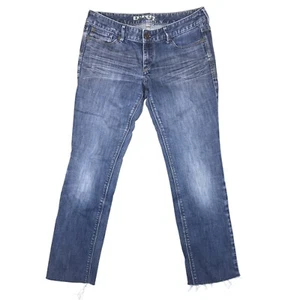 Express Jeans Low Rise Stretch Blue Womens Denim Size 6R Raw Hems - Picture 1 of 8