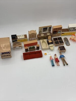 20+ Pcs Furniture & Doll Lot MCM Tomy Home Dollhouse Japan Plastic Vintage - Image 1 of 4
