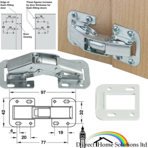 2 piezas x 90 grados de fácil montaje bisagra oculta con resortes o placas espaciadoras - Imagen 1 de 11