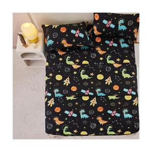 Space Dinosaur Full Size Sheet Set for Boys, Kids Cute Planet Printed Microfi... - Picture 1 of 7