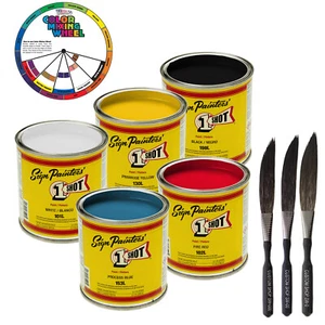 1/4 Pint 1 Shot STARTER Enamel Kit 5 COLOR SET Pinstriping Lettering One Shot - Picture 1 of 5