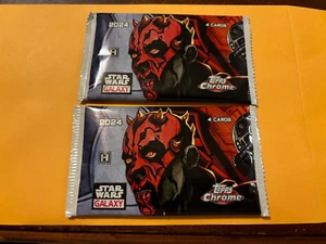 (2) Topps Chrome 2024 Star Wars Galaxy Sealed Hobby Packs Ready to Ship Nice - Picture 1 of 2