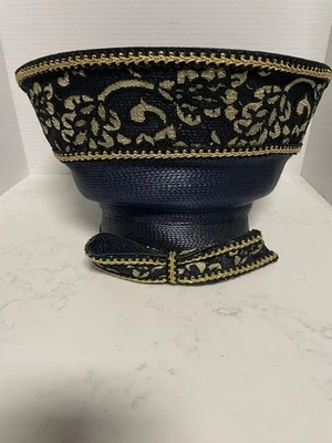 Vintage Deborah Of NY Woven Straw Hat-Lace Embellishments Church/Derby Hat - Image 1 of 4