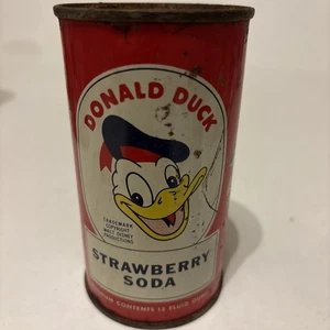 DONALD DUCK IMITATION STRAWBERRY SODA FLAT TOP 12 oz. SODA CAN - Walt Disney - Picture 1 of 8