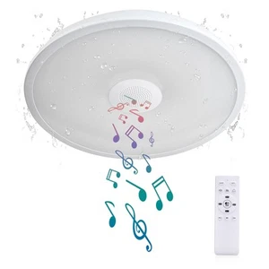 Smart Waterproof LED Ceiling Light Fixture,with Bluetooth Speaker,11 Inch,18 ... - Picture 1 of 7