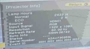 Epson PowerLite Projector 675W H745A 2433Hours #1136279 - Picture 1 of 9