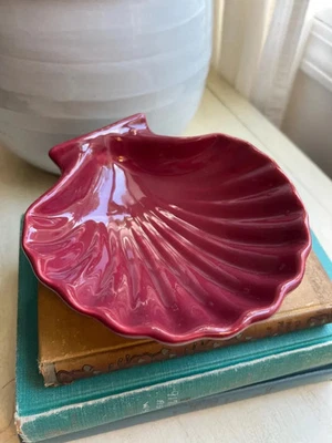 Jabonera vintage concha/decoración de baño/rojo granate/casa de playa Foto 1 de 4