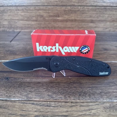Новый из старых запасов Kershaw Blur Ken Onion стеклодув 3,5 дюйма зазубренный складной нож 1670GBBLKST - Изображение 1 из 3