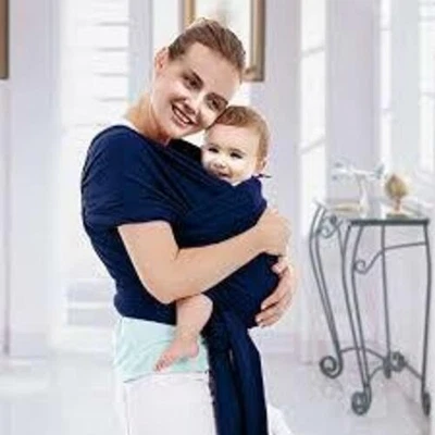 Portabebés Envoltura Jentinsun Manos Libres Transpirable Suave Algodón Eslinga Azul Marino Foto 1 de 3