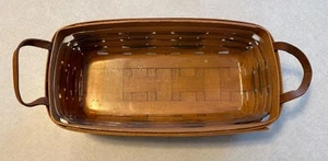 1994 Longaberger Bread Basket With Leather Handles and Plastic Protector - Picture 1 of 9