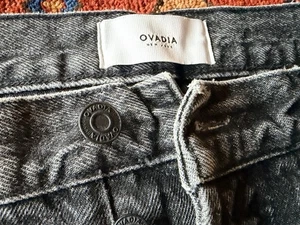 OVADIA Herren Black Washed Distressed Designer Jeans passt wie angegossen - Bild 1 von 6