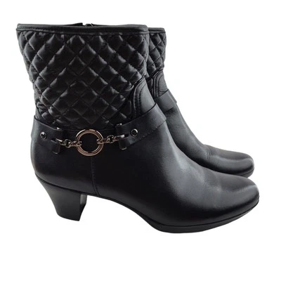 Munro Laconia Botines Mujer 8 N Estrechos Cuero Negro Acolchado Tacón Medio Foto 1 de 4