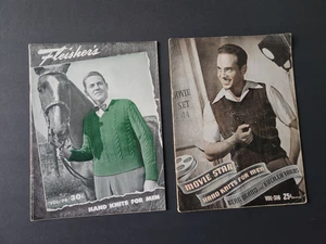 Movie Star Hand Knits Men's Knitting Patterns Books 1940's Vintage Lot 2 - Picture 1 of 8