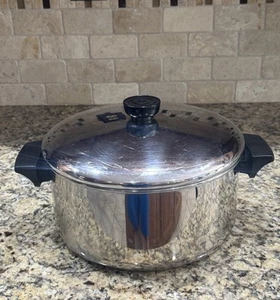 Revere Ware Tri-Ply 4.5 Qt Stock Pot w/ Lid Stainless Steel Disc Bottom 86-a - Picture 1 of 7