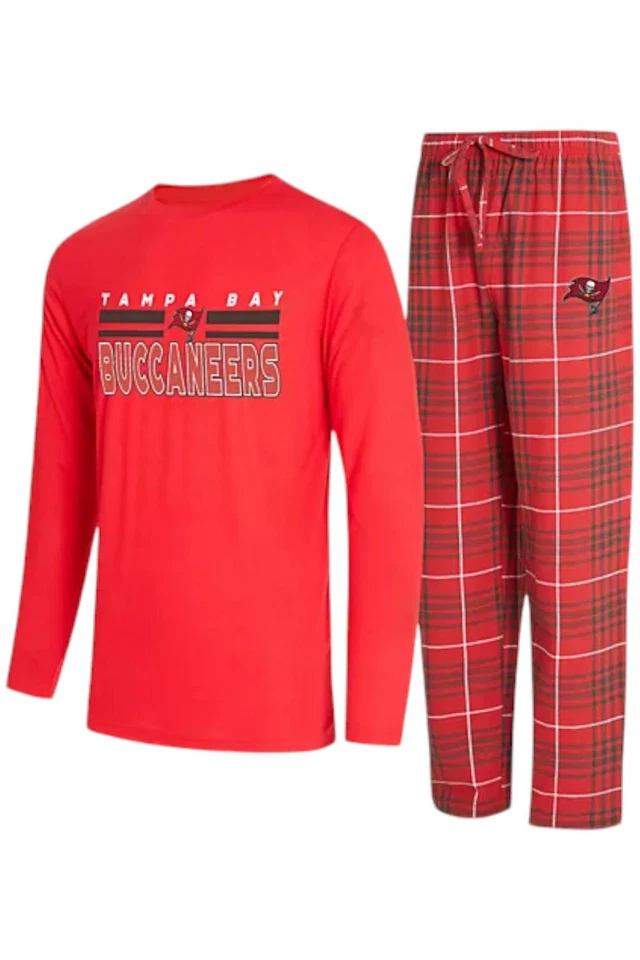 Juego de 2 piezas de camiseta y pijama de franela de manga larga Buccaners de la NFL para hombre Foto 1 de 1