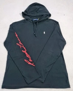 Genuino Polo Ralph Lauren Big Back Pony Negro Pullover Manga Logo Sudadera M - Imagen 1 de 11