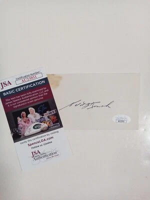 Edd Roush Signed Cut Index Card JSA -1 # - Image 1 of 3
