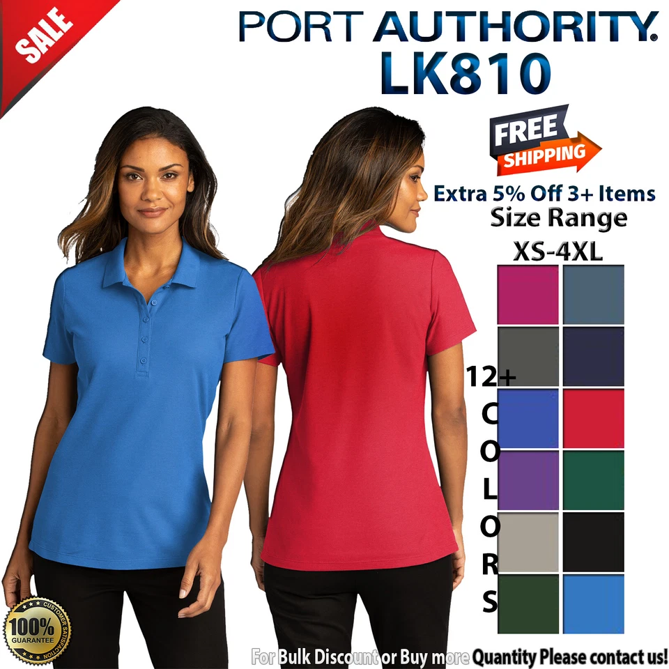 Port Authority LK810 Womens Short Sleeve Easy Care SuperPro React Polo Shirt - Image 1 of 1