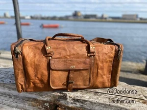 Bag Leather Duffle Men Travel Genuine Gym Luggage Overnight Vintage Weekend Bag - Picture 1 of 9