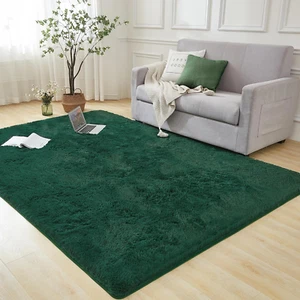 6X9 Shag Area Rug for Living Room, Emerald Green Soft Fuzzy Plush Indoor Carpets - Picture 1 of 12