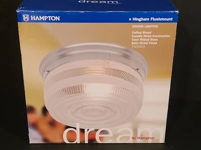 NUEVO EN CAJA Lámpara de vidrio acanalado de níquel satinado montaje empotrado Hampton Hingham Foto 1 de 4