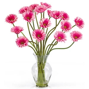 21 inch Pink Gerber Daisy Liquid Illusion Faux Silk Flower Arrangement Floral - Picture 1 of 1