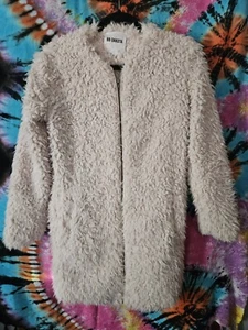 BB Dakota Soft Spot Faux Fur Coat, Women's Size XS, Tan/Off White Lined Jacket - Picture 1 of 12